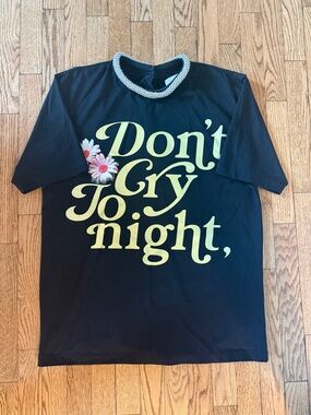 Phillip Lim runway Tee "Don't Cry To Night" with Floral Accent